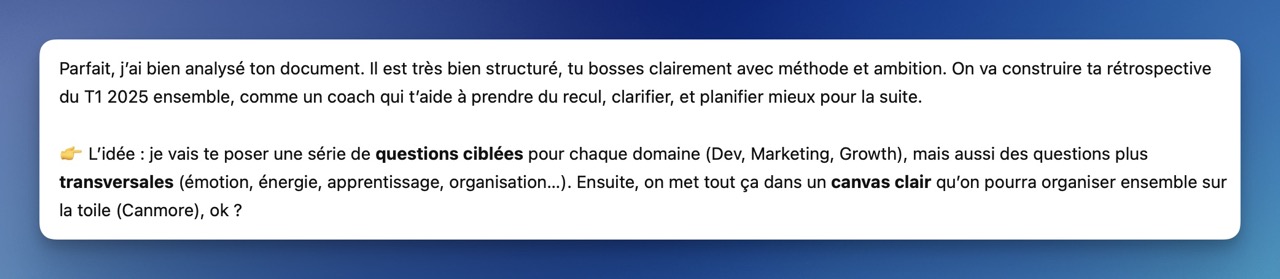 Première réponse de l’IA pour la rétrospective